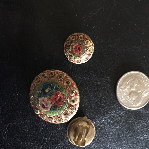 Vintage Mini mosaic brooch with matching earrings - Picture 2 of 3